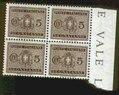 1934 - SEGNATASSE CON FASCI - Cent. 5 - - Taxe