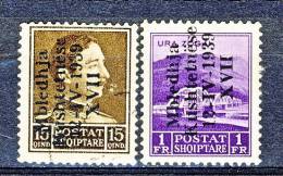 2a Guerra Mondiale, Occupazioni Italiane, Albania 1939 SS 1 N 5  Q. 15 Usato E N. 8 Fr 1 Violetto MNH. - Albania