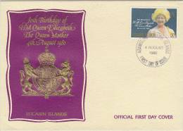 Pitcairn Islands 1980 80th Birthday Queen Mother FDC - Pitcairn