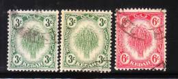 Malaya Kedah 1912-36 Sheaf Of Rice 3v Used - Kedah