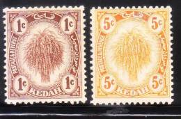Malaya Kedah 1921-36 Sheaf Of Rice 2v Mint Hinged - Kedah