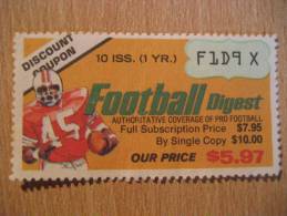 American FOOTBALL Digest Magazine DISCOUNT COUPON Poster Stamp Label Vignette Viñeta USA - Rugby