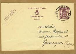 Carte Entier Postal Petit Sceau Perwez Greivegnée Liège - Briefkaarten 1934-1951