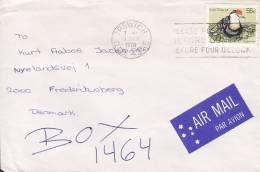 Australia Airmail Par Avion Label IPSWICH Qld. 1978 Cover To Denmark Bird Vogel Oiseau Lotus-Bird & Cachet (2 Scans) - Covers & Documents