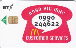 United Kingdom, BCP-042 / PRO-182, 0990 Big Mac, MacDonalds, Mint Only 3000 Issued, 2 Scans. - BT Promotionnelles