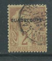 Guadeloupe N° 15 O Timbres Des Col. França. Surchargés : 2 C. Lilas-brun Sur Paille Oblitération Moyenne Sinon TB - Usati