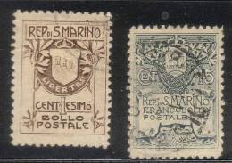 San Marino - 1907 - Stemma - Sass. 47-48 (o) - Oblitérés