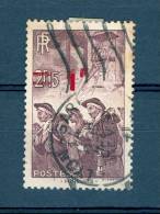 VARIÉTÉS FR 1940 / 1941 N° 489 MINEURS 1 F.ROUGE  SUR 2 F. 15   OBLITÉRÉ  DOS CHARNIÈRE YVERT TELLIER 0.50 € - Oblitérés