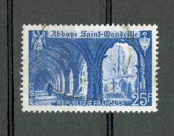 VARIÉTÉS FR 1949  N° 842a Bleu Clair   ABBAYE SAINT- WANDRILLE  OBLITÉRÉ YVERT TELLIER 0.50 € - Usati