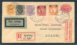 1929 Sweden Stockholm - Amsterdam Registered Flight Stationery Cover Berlin Dresden - Used Stamps