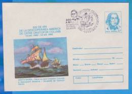 Santa Maria Ship Christophe Colomb Romania Postal Stationery - Christopher Columbus