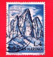 SAN MARINO - 1962 - Usato - Sport Alpinistici - 4 L. • Tre Cime Di Lavaredo - Usados