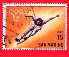 SAN MARINO - 1964 - Usato - Olimpiadi Di Tokio - 15 L. • Pattinaggio A Rotelle - Oblitérés