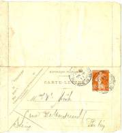 LPU13 - C.L. SEMEUSE CAMEE 10c  DATE "951" RENVERSEE REPIQUAGE "BUREAU D'ASSISTANCE JUDICIAIRE" VOYAGEE JUIN 1911 - Kartenbriefe