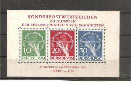 DSP572/ Berlin,  Block 1 Waehrungsgeschaedigte 1949 **  MNH - Blocks & Sheetlets