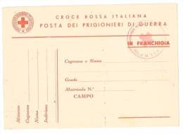5658 PRIGIONIERI GUERRA CROCE ROSSA ITALIANA PESCIA FRANCHIGIA NON VIAGGIATA - Croix-Rouge