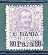 Levante Albania 1907 SS 4 N. 8 Para 20 Su C.10 Rosa MH - Albanie