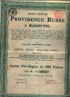 (MARCHIENNE-AU-PONT) “SA Providence Russe à MARIOUPOL » Action Privilégiée De 500 Fr (1905) - Russie