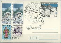 Mdk019b FAUNA ZOOGDIEREN HERT SKIËN DEER MAMMALS MOUNTAINS SKIING POLEN POLAND POLSKA 1983 POSTCARD - Animalez De Caza