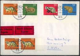 Mdk037b FAUNA ZOOGDIEREN VOS HAMSTER WEZEL KONIJN RABBIT FOX WEASEL FUCHS KANINCHEN MAMMALS DEUTSCHE BUNDESPOST 1967 FDC - Animalez De Caza