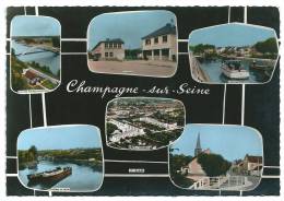 Cpsm: 77 CHAMPAGNE SUR SEINE (ar. Melun) Multivues (Péniches, Poste, Ecluse) 1969 - Champagne Sur Seine