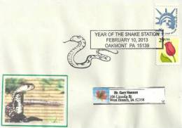 USA. Année Du Serpent 2013, Oakmont. Pennsylvania, Enveloppe Souvenir - Serpents