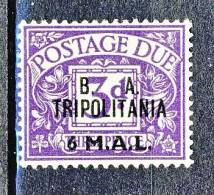 Tripolitania Occupazione Inglese 1950 Tasse GB Soprastampato  B.A. TRIPOLITANIA, N. 9  M 6 Su P 3 Violetto MNH Cat. € 45 - Tripolitania