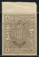 0414-SELLO LOCAL AÑO 1874 AYUNTAMIENTO TARRAGONA NUEVO,PARA  CERTIFICADOS .2 PESETAS.MUY RARO.SPAIN REVENUE,CLASSIC.STEM - Revenue Stamps