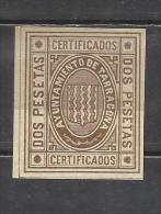 0902-SELLO LOCAL AÑO 1874 AYUNTAMIENTO TARRAGONA NUEVO,PARA  CERTIFICADOS .2 PESETAS.MUY RARO.SPAIN REVENUE,CLASSIC.STEM - Revenue Stamps