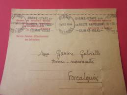 Document De La Poste Caisse Sécurité Sociale Allocations Familiales Basses -Alpes Digne Pour Forcalquier Notice Au Verso - Lettres Civiles En Franchise