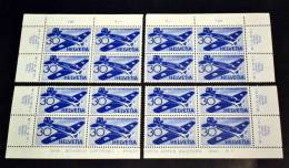 30 C. Flugpost 1944, Alle 4 Möglichen Eckrand-4er-Blocks Postfrisch, Mi.Nr. 437 - Unused Stamps