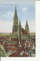 GERMANY 1915  - POSTCARD ULM A.D - MÜNSTER VON OSTEN - HALF SHINING ADDRESSED W 1 ST OF 5 -POSTM OTLINGEN AUG 29, 1915, - Ulm