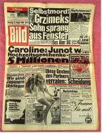 BILD-Zeitung Vom 12.8. 1980 Mit : Selbstmord : Grzimeks Sohn Sprang Aus Dem Fenster - Otros & Sin Clasificación
