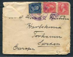 1898 USA Philippines Singapore Sweden - Torhamn Karlskrona Military Cover - Filippine