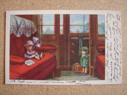 X1015)  Post Card - A. Bertiglia - Bambini In Treno - Child Train - Bertiglia, A.