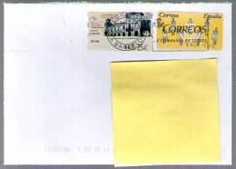 Espagne Lettre Cover CAD Barcelone 6-02-2012 /  2 Etiquette Timbre Distributeur Guichet ? - Storia Postale