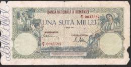 ROMANIA P58   100.000 LEI   1 April 1946  VG-F See Scan - Roumanie