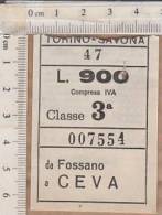 PO9131B# BIGLIETTO TRENO TORINO-SAVONA - FOSSANO-CEVA - Europe