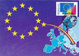 EUROPEAN UNION, CM, MAXICARD, CARTE MAXIMUM, OBLITEARTION FDC, 2000, ROMANIA - Comunità Europea