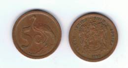 SUD AFRICA -   5  Cents  1990  KM134  - Grua Azul / Blue Crane - Animal Coin - Südafrika