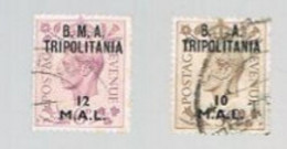 ITALIA - OCCUP. MILITARE TRIPOLITANIA -  2 FRANCOBOLLI SOPRAST. B.M.A. E B.A.       -   USATI - Tripolitaine