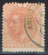 Sello 15 Cts Alfonso XII 1882, Fechador Trebol Azul ANDUJAR (Jaen), Num 210 º - Oblitérés