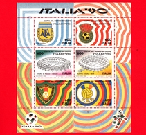 Nuovo - MNH - ITALIA - 1990 - Coppa Di Calcio - BF - 600 L. × 6 - Colori E Stemmi Di Argentina, Urss, Camerun E Roma - Blocs-feuillets