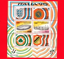 Nuovo - MNH - ITALIA - 1990 - Coppa Di Calcio - BF - 1200 L. × 6 - Colori E Stemmi Di Inghilterra, Olanda, Irlanda E - Blocs-feuillets