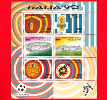 Nuovo - MNH - ITALIA - 1990 - Coppa Di Calcio - BF - 800 L. × 6 • Colori E Stemmi Di Belgio, Uruguay, Corea Del Sud - Blocs-feuillets