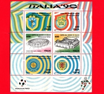 Nuovo - MNH - ITALIA - 1990 - Coppa Di Calcio - BF - 650 L. × 6 - Colori E Stemmi Di Brasile, Costarica, Svezia E Sc - Blocs-feuillets