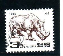 Corée Du Nord YV 2612 O 1995 Rhinocéros - Rhinocéros