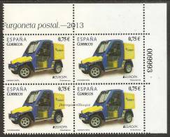 ESPAÑA / SPAIN / ESPAGNE   - EUROPA 2013 -TEMA ANUAL " FURGONETA POSTAL"- BLOC De 4 -CANTO SUPERIOR DERECHO HOJA +NÚMERO - 2013