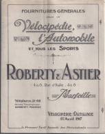 TARIF FOURNITURES GENRALES POUR LA VELOCIPEDIE, L'AUTOMOBILE.ROBERTY & ASTIER MARSEILLE 24 Pages - Automobile