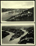 2 X Passau Mit Donau , Inn , Ilz  -  1 X Davon Fliegeraufnahme  -  Ansichtskarten Ca.1934    (1762) - Passau